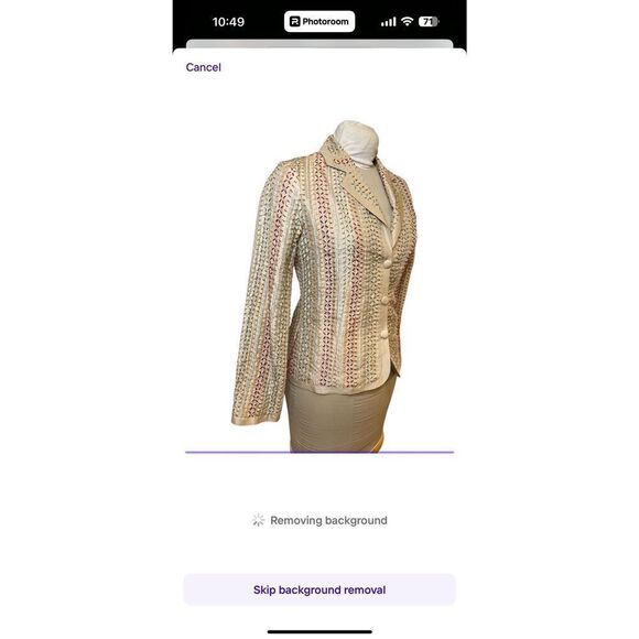 Chico’s 100% Silk 3-Button Embroidered Blazer Size S - Picture 6 of 12